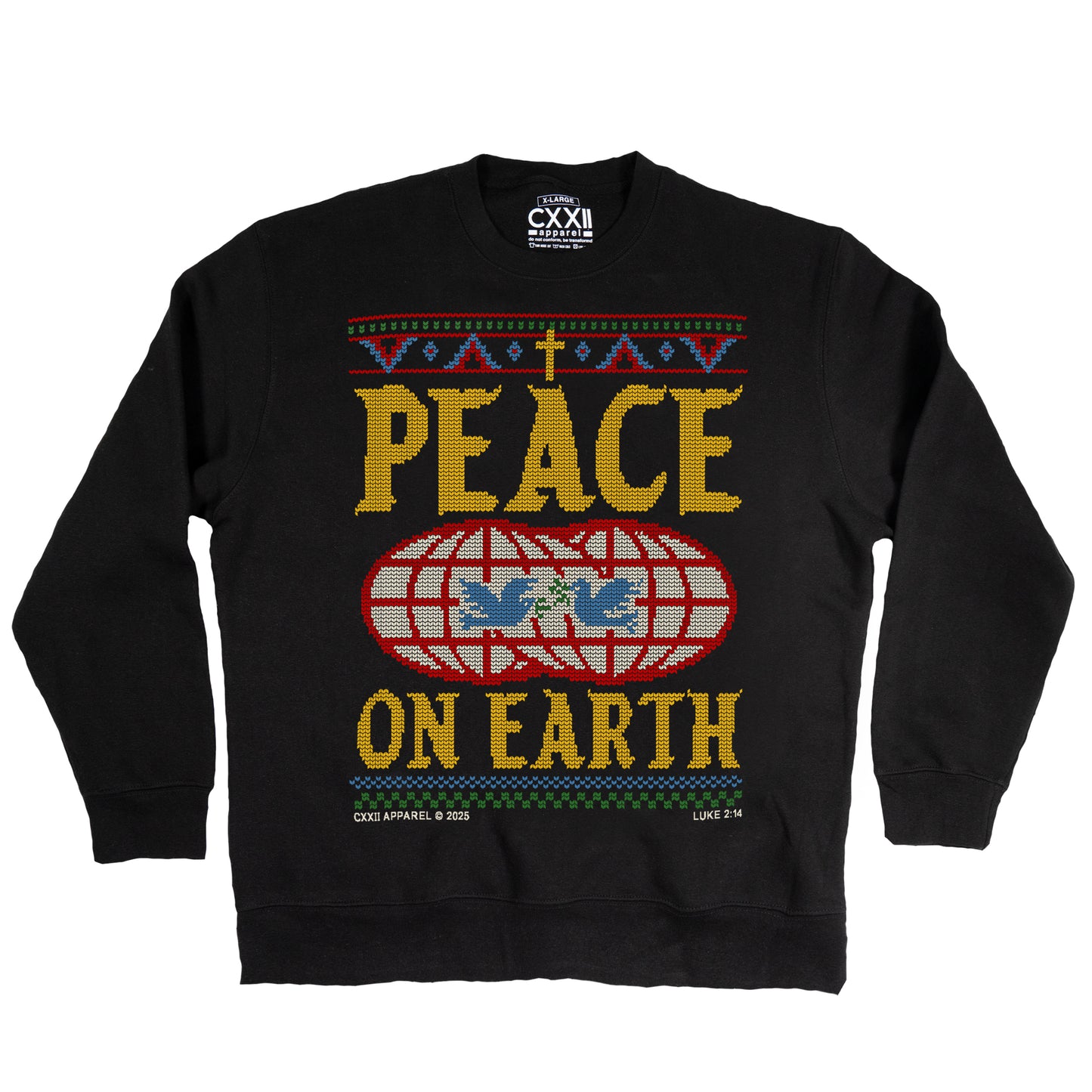 Peace On Earth Black heavyweight Creweck