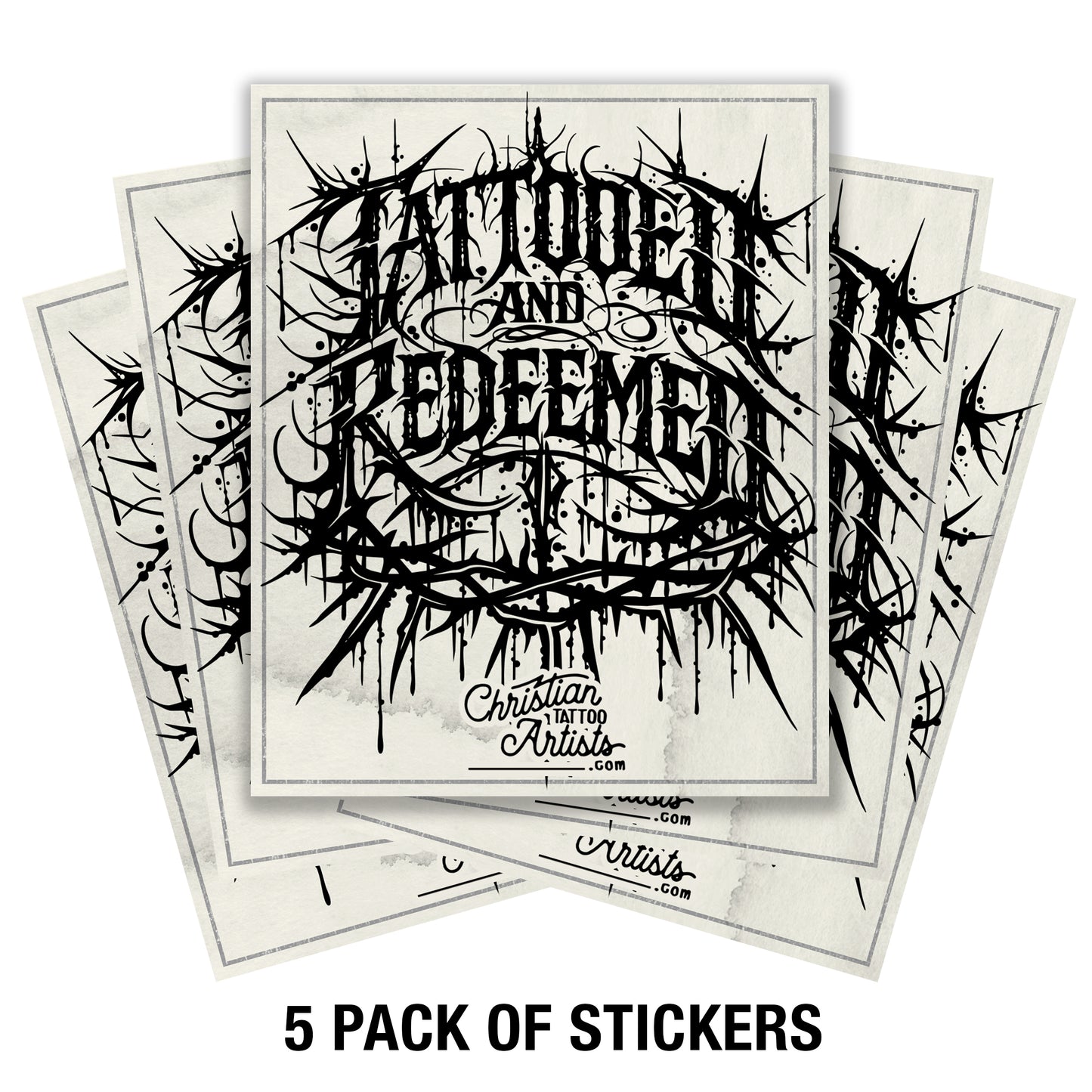 Tattoo & Redeemed Vinyl Stickers ( 5 Pack)