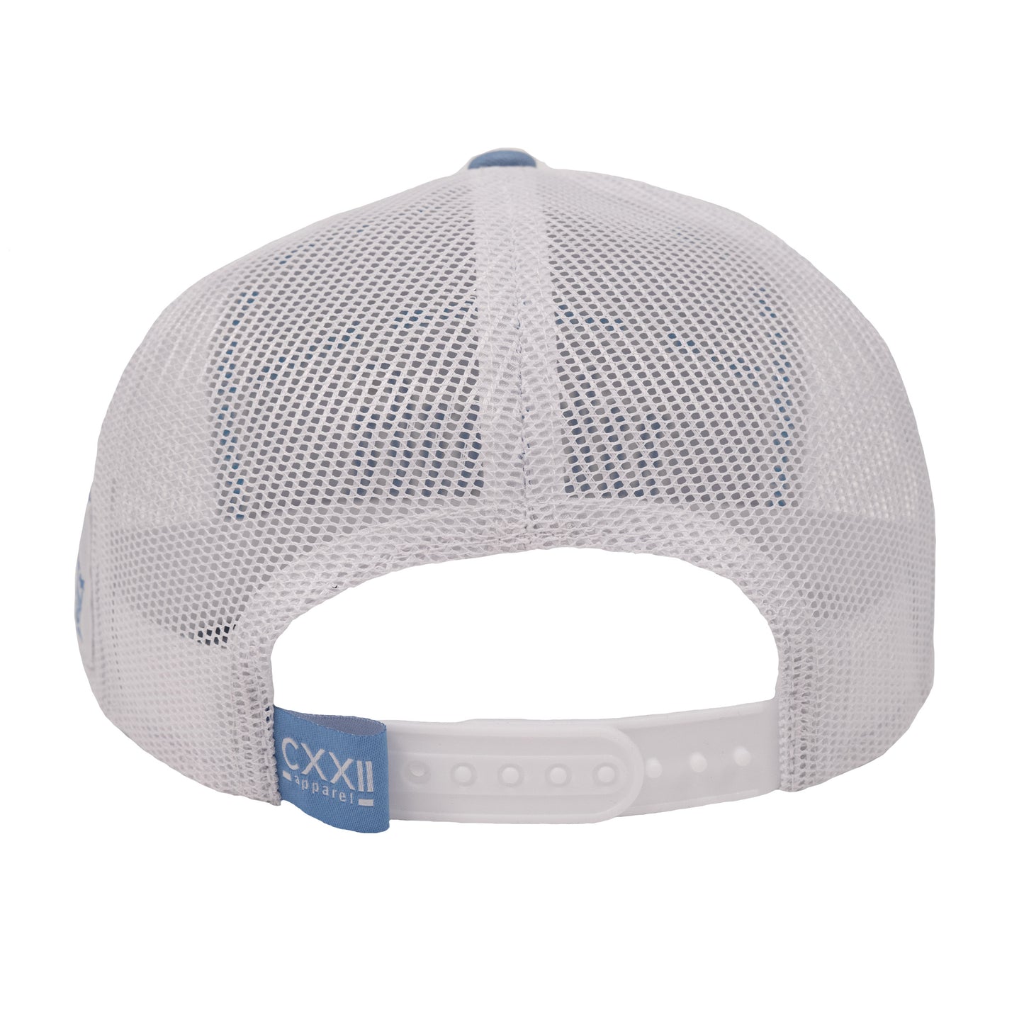 YHWH 7 Panel Carolina Blue Trucker Hat