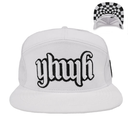 YHWH 7 Panel White Trucker Hat