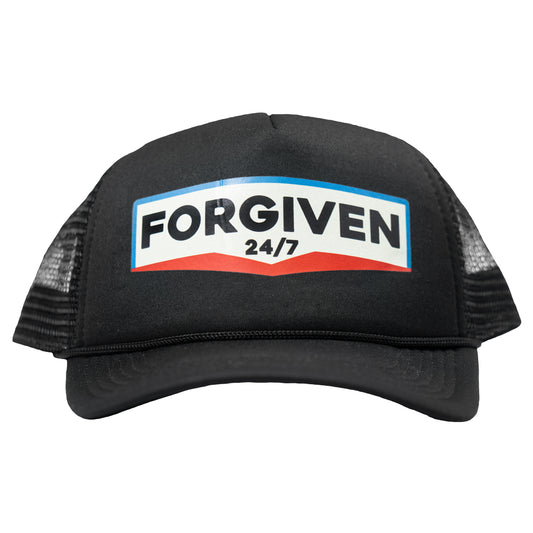 Forgiven 24/7 Sign Black Trucker Hat