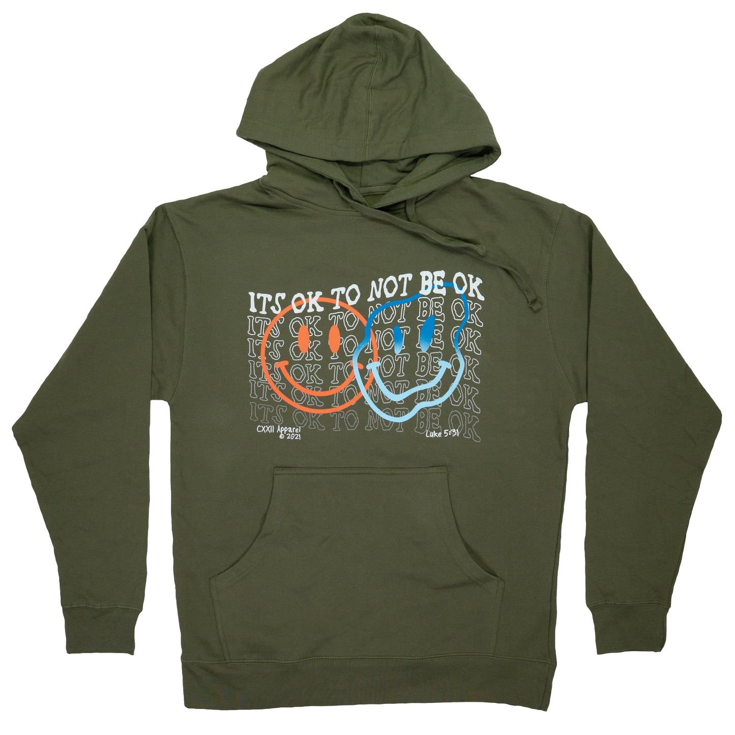 Its OK to Not be OK Army Green Wavy Hoodie