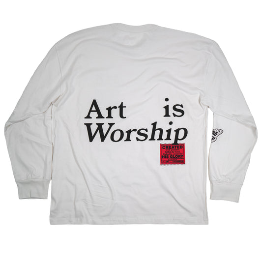 Art Is Worship Long Sleeve Bone Tee