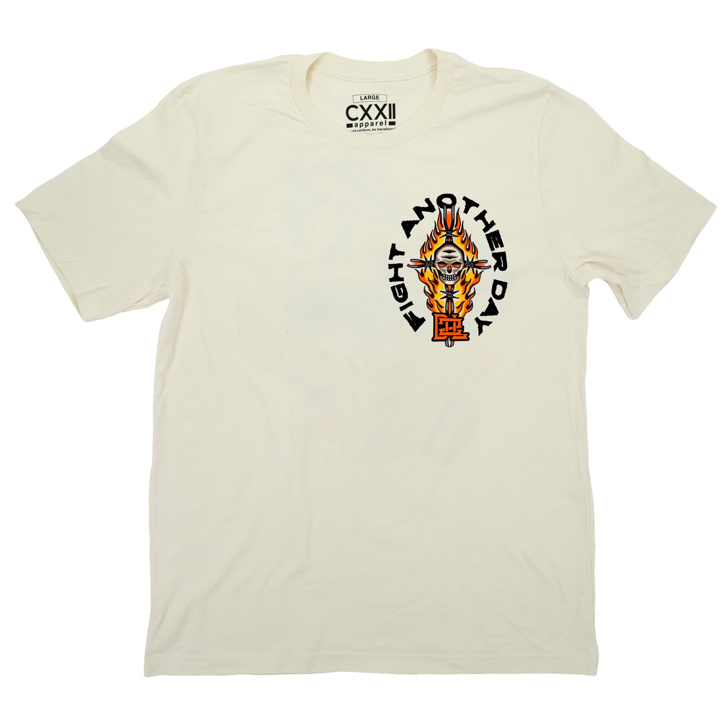 D2L Barbed Wire Skull Natural Tee