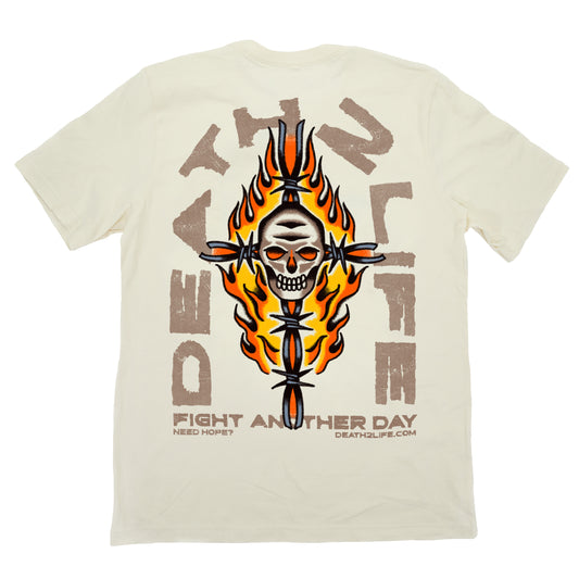 D2L Barbed Wire Skull Natural Tee