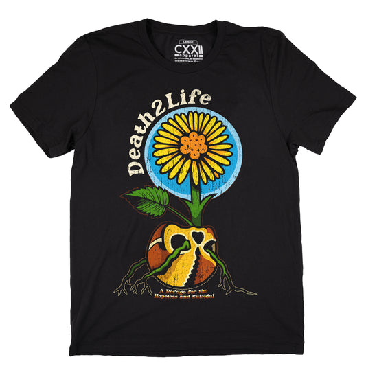 D2L Traditional Skull & Flower Black tee
