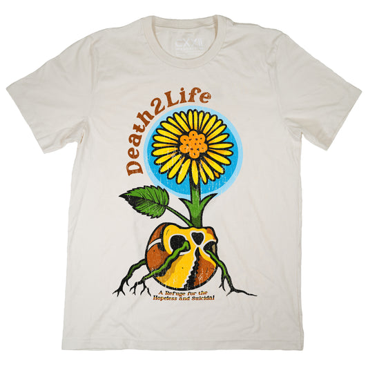 D2L Traditional Skull & Flower Natural Tee