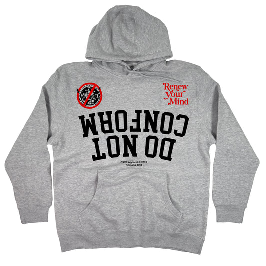 Do Not Conform "ndsᴉpǝ poʍu" Athletic Heather Grey Hoodie