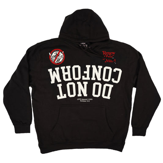 Do Not Conform "ndsᴉpǝ poʍu" Black Hoodie