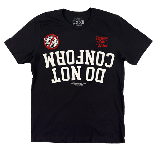 Do Not Conform "ndsᴉpǝ poʍu" Black Tee