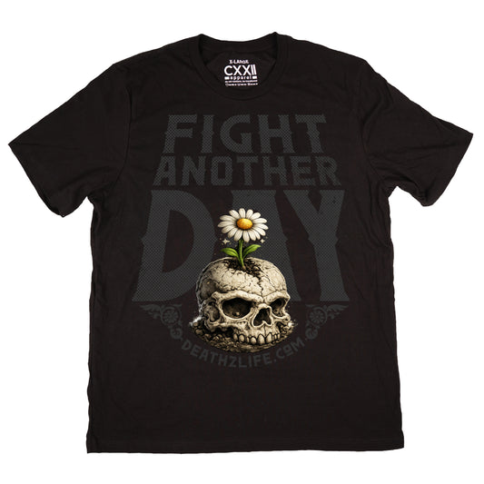 D2L Fight Another Day Flower Skull Black Tee