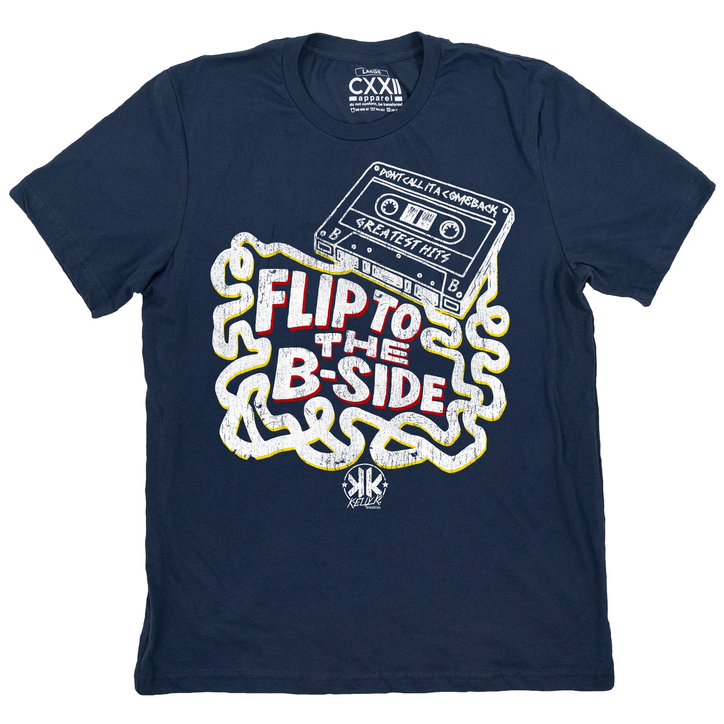KellyK "Flip to the B-Side" Navy Tee