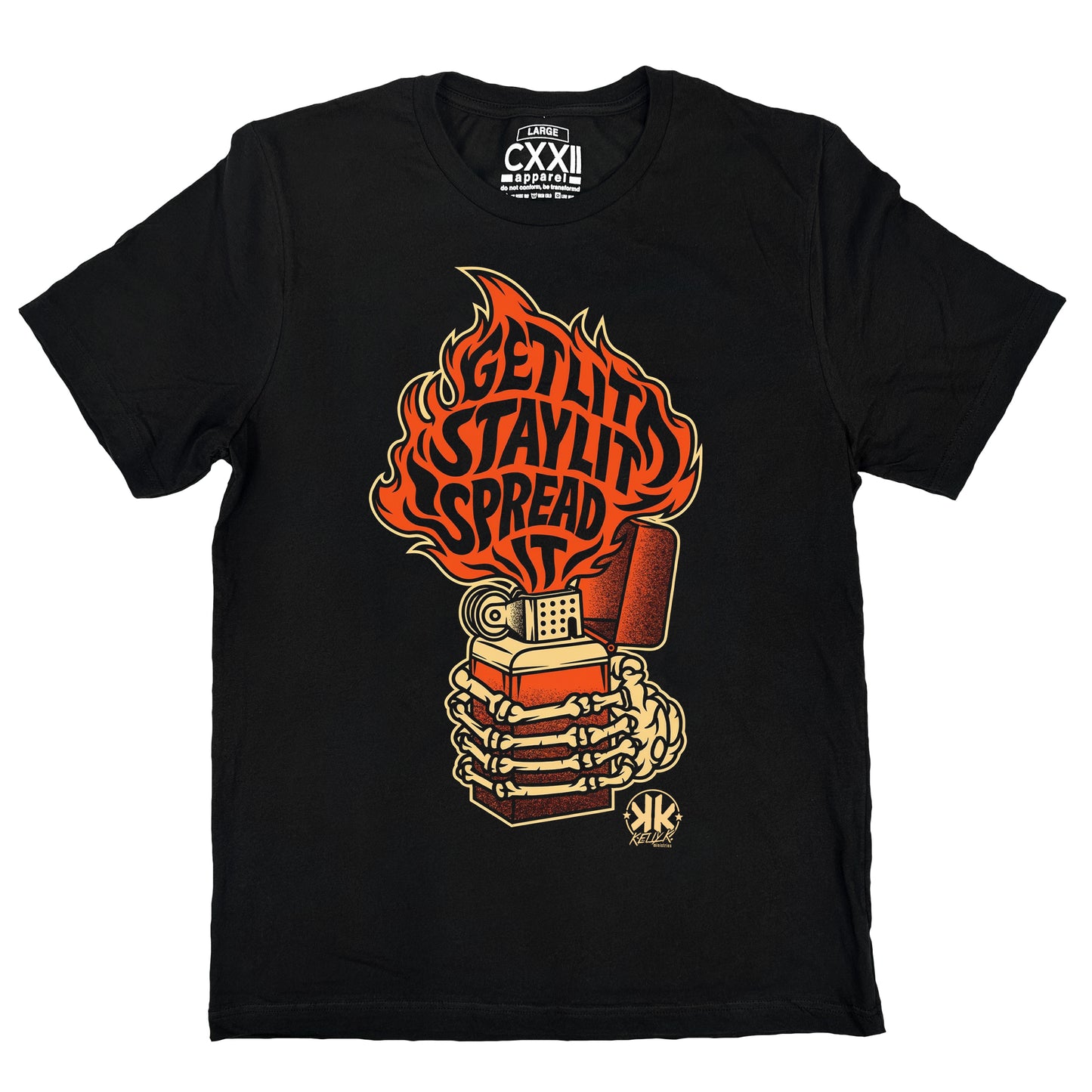 KellyK "Get Lit Lighter" Black Tee