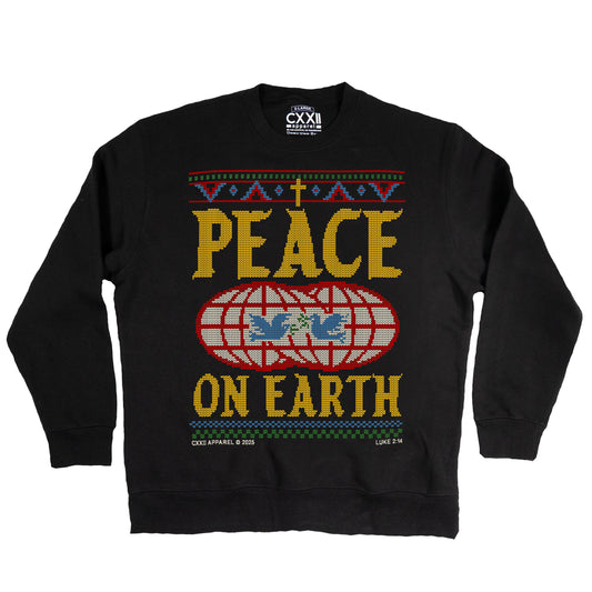 Peace On Earth Black heavyweight Creweck