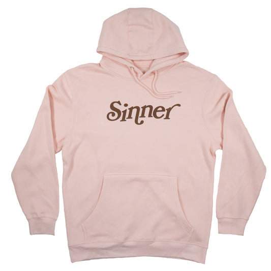 Sinner | Forgiven Retro Pale Pink & Chocolate Hoodie