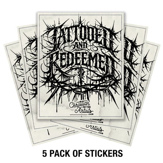 Tattoo & Redeemed Vinyl Stickers ( 5 Pack)