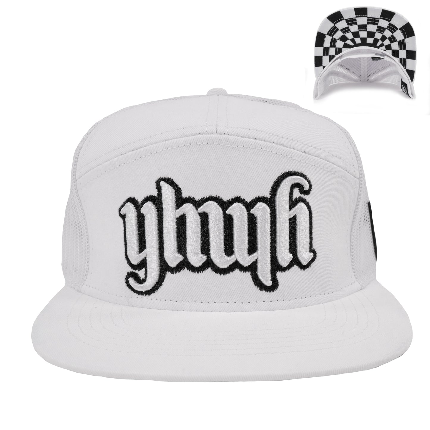YHWH 7 Panel White Trucker Hat