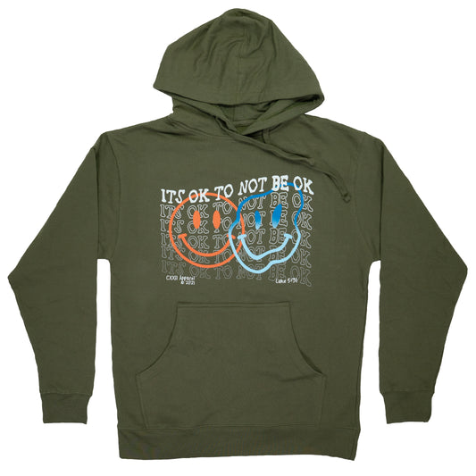 Its OK to Not be OK Army Green Wavy Hoodie